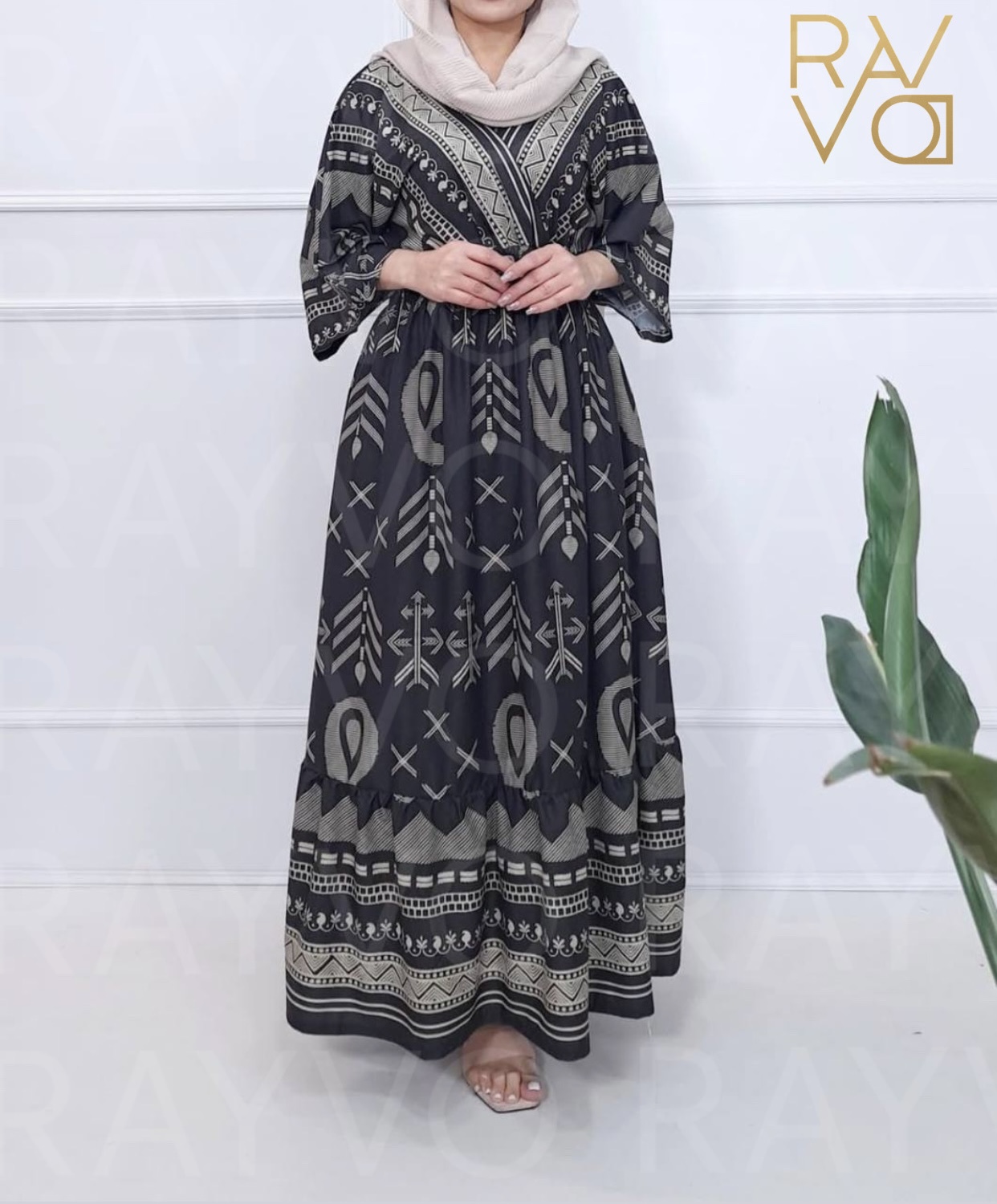 پیراهن ساحلی طرح چوب زنانه فری سایز | خنک، بدون چروک و آبرفت