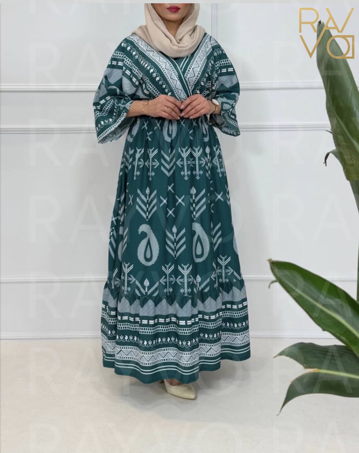 پیراهن ساحلی طرح چوب زنانه فری سایز | خنک، بدون چروک و آبرفت