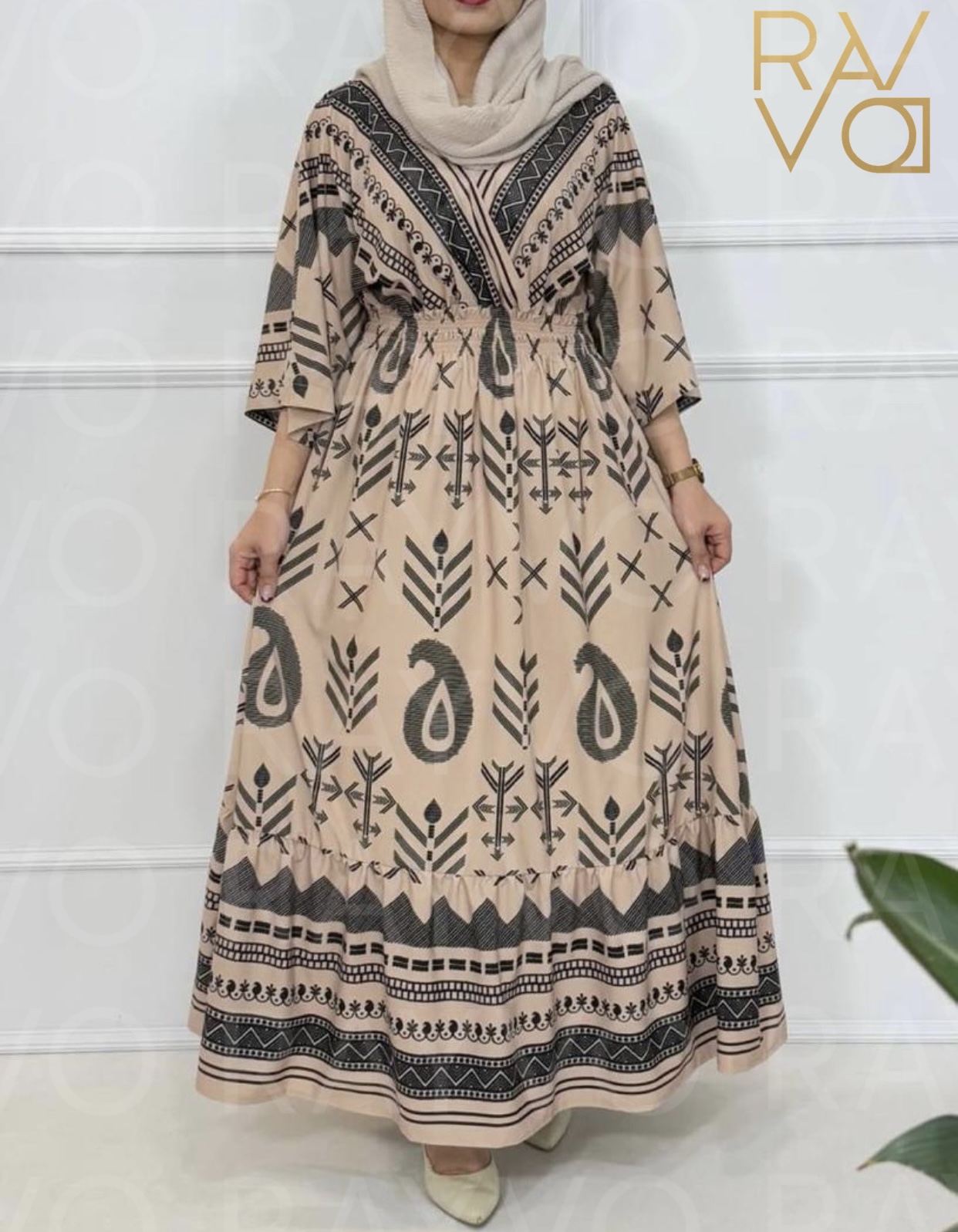 پیراهن ساحلی طرح چوب زنانه فری سایز | خنک، بدون چروک و آبرفت