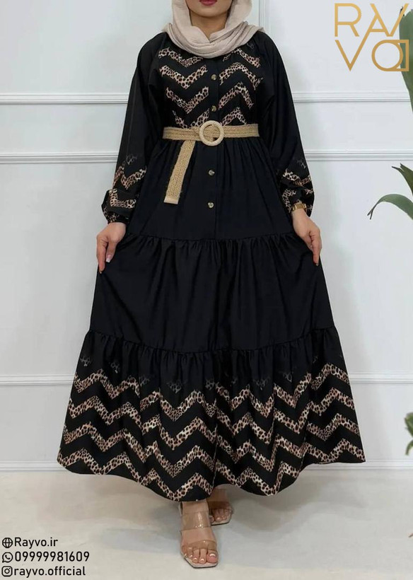 پیراهن بلند چپ و راستی پلنگی موجدار زنانه فری سایز | سبک، خنک و راحت