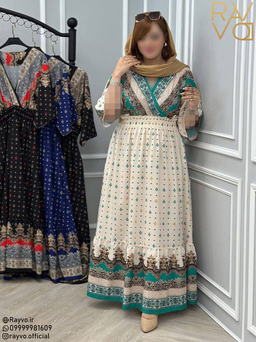 پیراهن بلند چپ و راستی هندی زنانه فری سایز | سبک، خنک و راحت