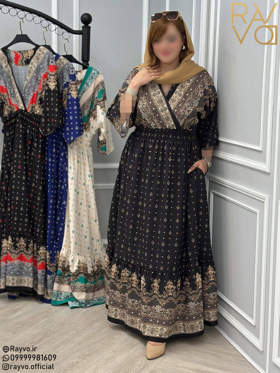 پیراهن بلند چپ و راستی هندی زنانه فری سایز | سبک، خنک و راحت