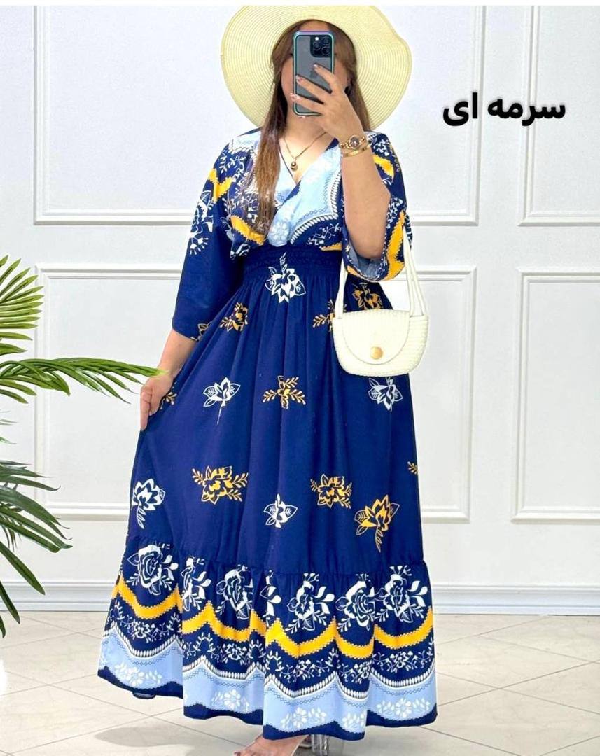 پیراهن بلند چپ و راستی گل رز زنانه فری سایز | سبک، خنک و راحت