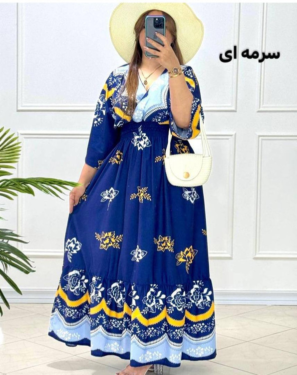 پیراهن بلند چپ و راستی گل رز زنانه فری سایز | سبک، خنک و راحت